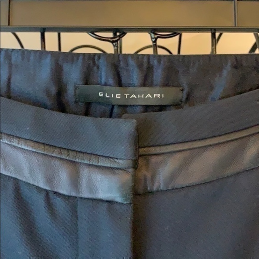 Elie Tahari | Black Mid Rise Boot Cut Pants - Picture 4 of 7